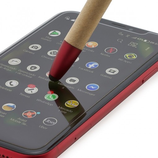 Caneta Plástica Ecológica Touch Com Suporte Para Celular Caneta Plástica Ecológica Touch Com Suporte Para Celular