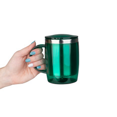 Caneca plástica 400ml interior inox personalizada