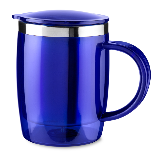 Caneca plástica 400ml interior inox personalizada