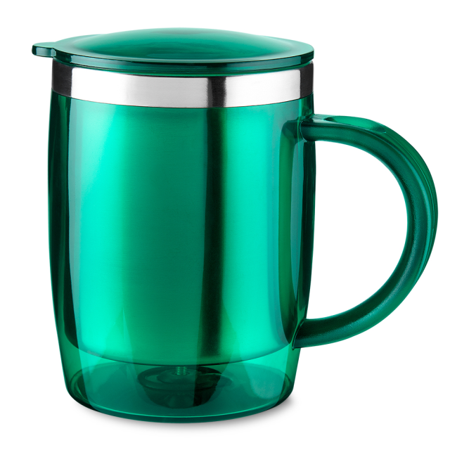 Caneca plástica 400ml interior inox personalizada