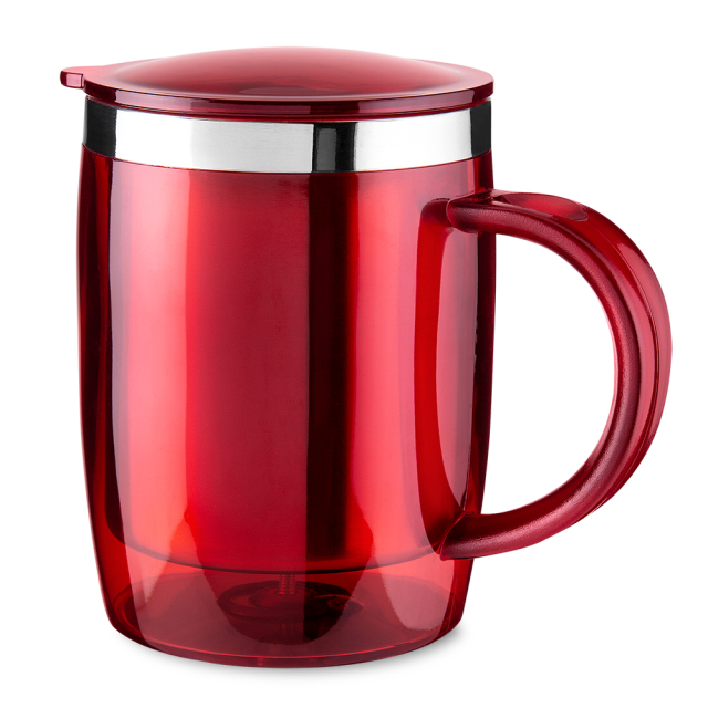 Caneca plástica 400ml interior inox personalizada