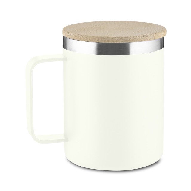 Caneca térmica 400ml tampa bambu personalizada