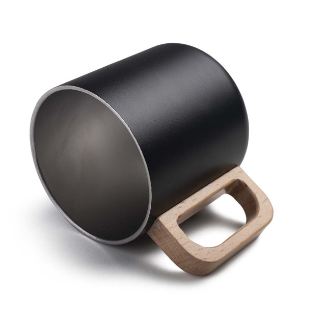 Caneca térmica 400ml alça madeira personalizada