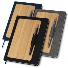 Caderno capa dura bambu e material reciclável personalizado