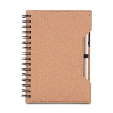 Caderno papelão reciclado + caneta personalizada