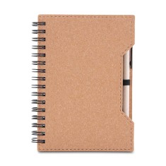 Caderno papelão reciclado + caneta personalizada