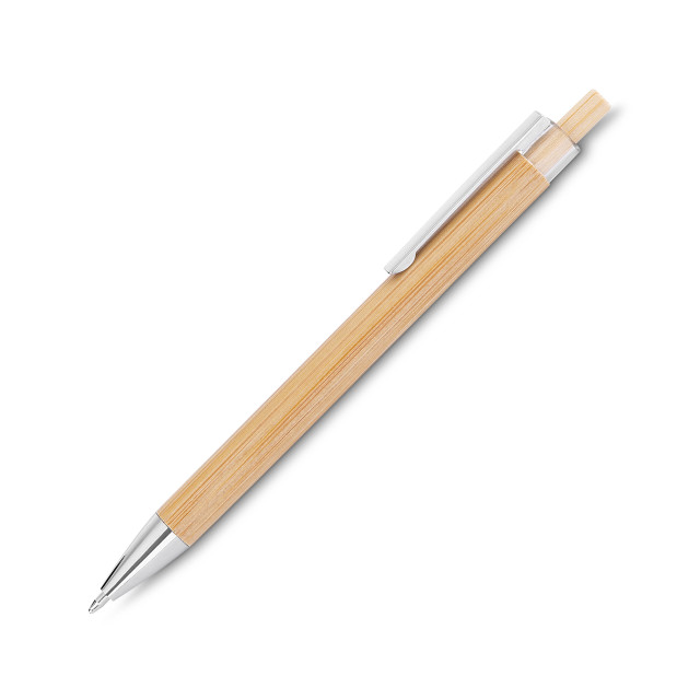 Caneta plástica/bambu clip cromado personalizada