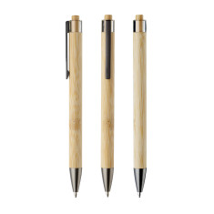 Caneta plástica/bambu clip cinza personalizada