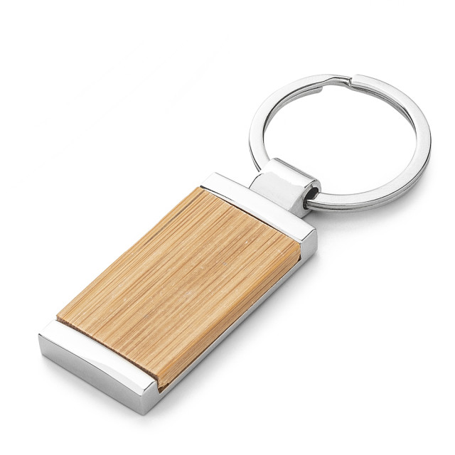 Chaveiro metal/bambu personalizado