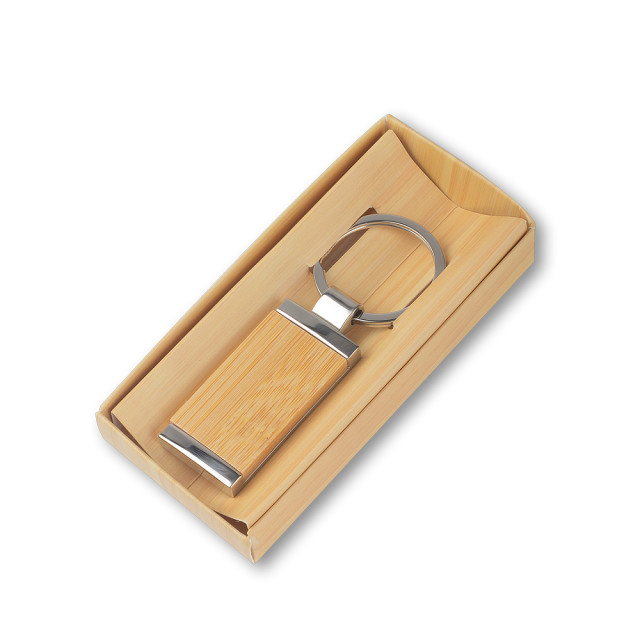 Chaveiro metal/bambu personalizado