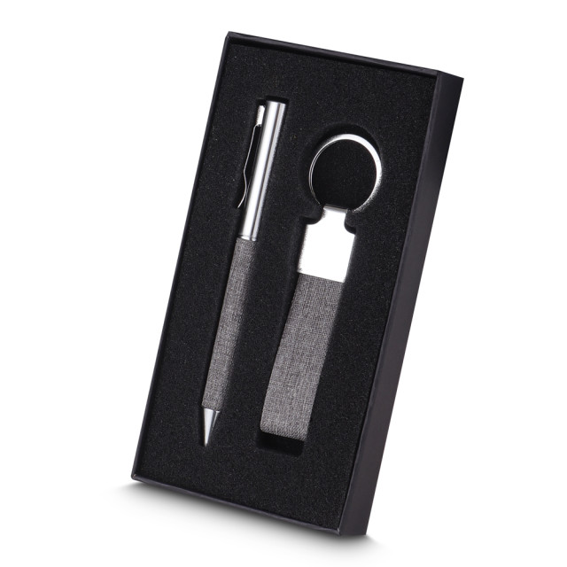 Conjunto caneta e chaveiro personalizado