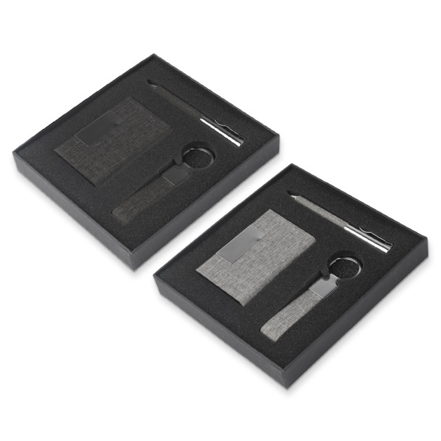 Conjunto caneta e chaveiro e porta cartão personalizado