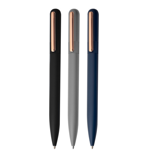 Caneta metal detalhe dourado personalizada