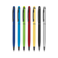Caneta metal touch slim emborrachada personalizada