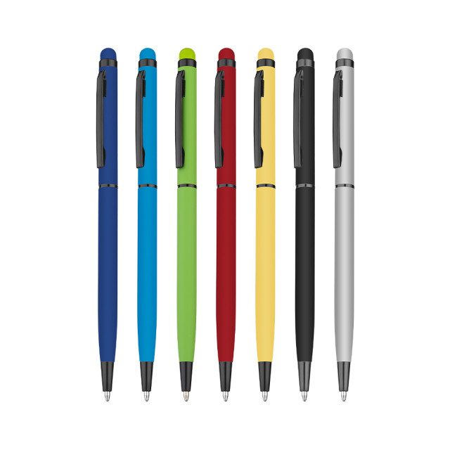 Caneta metal touch slim emborrachada personalizada