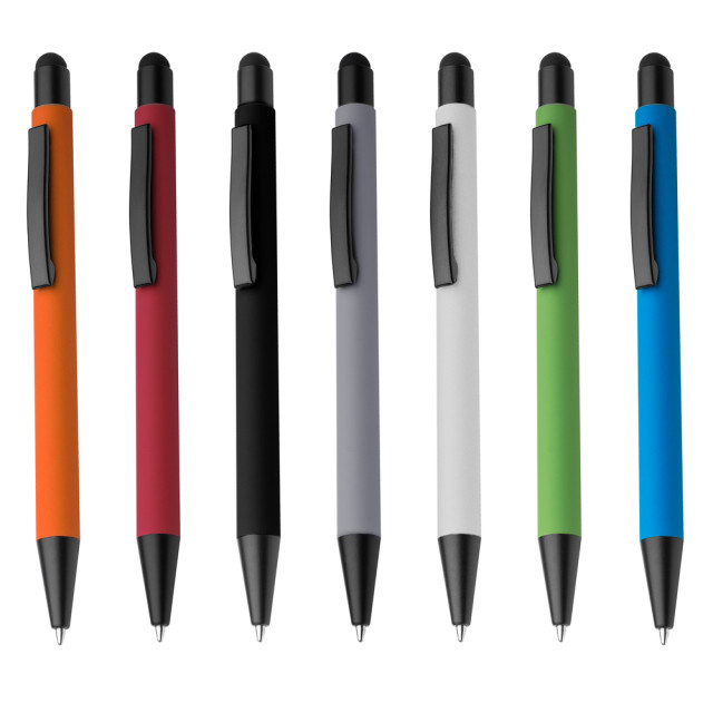 Caneta metal emborrachada personalizada