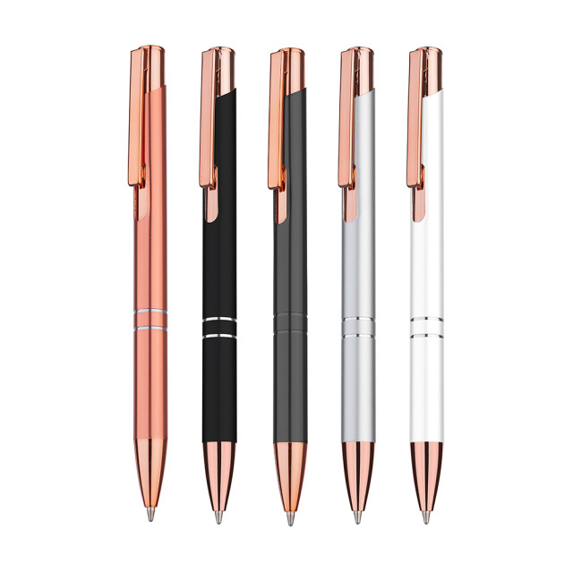 Caneta metal detalhe rosé personalizada