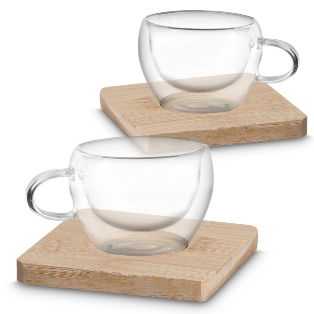 Conjunto de xícaras de vidro personalizada