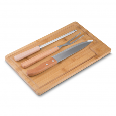 Kit Churrasco Com 4 Peças E Afiador De Facas