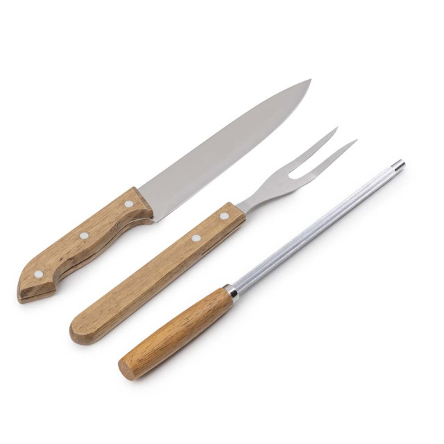 Kit churrasco 3pçs + tábua personalizada