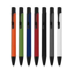 Caneta metal emborrachada personalizada