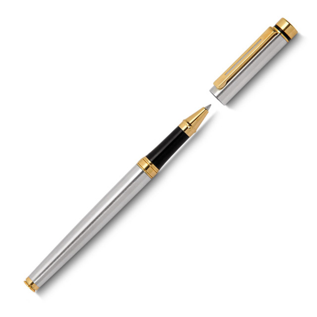 Caneta metal roller det. dourado personalizada