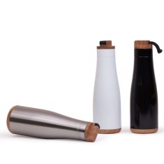 Garrafa De Aço Inox Madeirado Personalizada