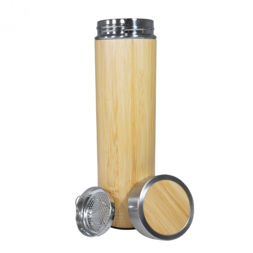 Garrafa Bambu Parede Dupla 500 Ml Com Infusor Garrafa Bambu Parede Dupla 500 Ml Com Infusor