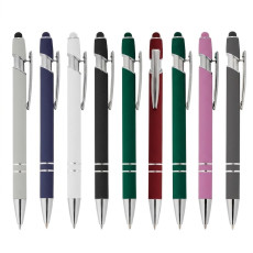 Caneta metal touch emborrachada personalizada