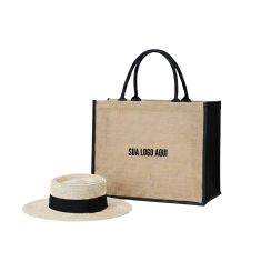 Kit sacola juta + chapéu personalizados