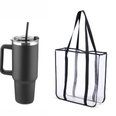 Kit sacola pvc + caneca térmica personalizada