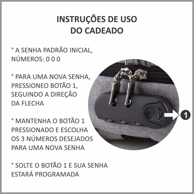Mochila notebook com cadeado