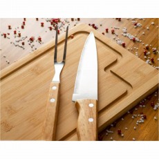 Kit churrasco em bambu/inox/madeira 3pçs personalizado