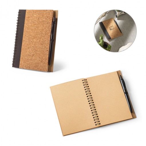 Caderno em cortiça com caneta personalizado Caderno em cortiça com caneta personalizado
