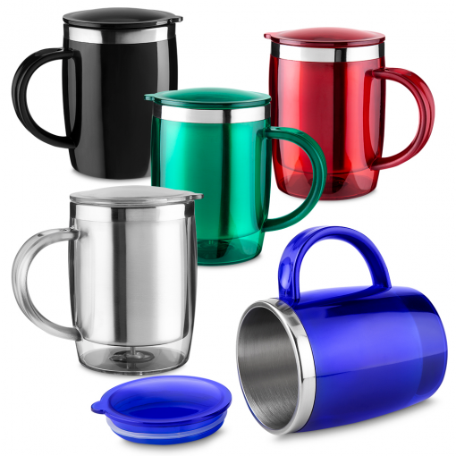 Caneca plástica interior inox personalizada Caneca plástica interior inox personalizada