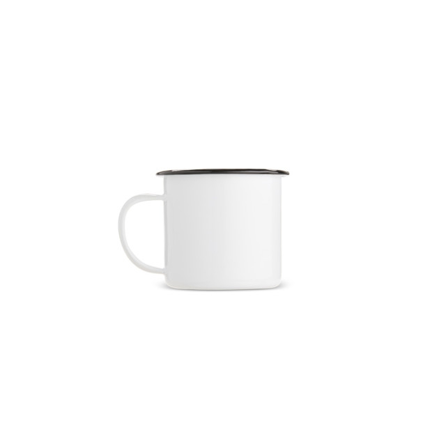 Caneca inox esmaltada borda preta 370ml personalizada