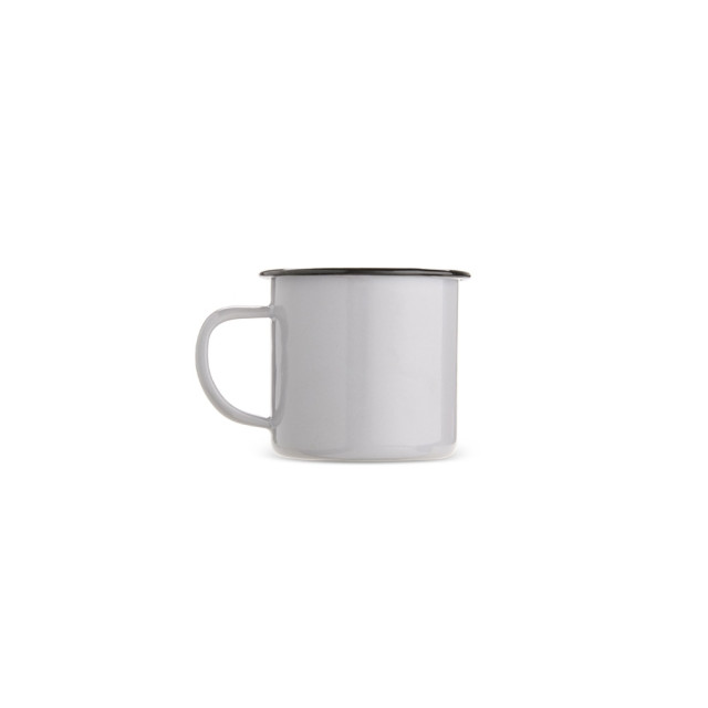 Caneca inox esmaltada borda preta 370ml personalizada