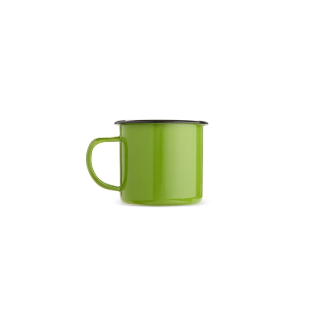 Caneca inox esmaltada borda preta 370ml personalizada
