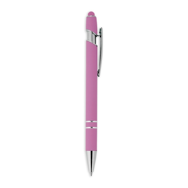Caneta metal touch emborrachada personalizada