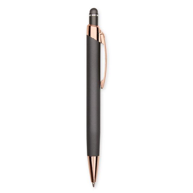 Caneta metal touch emborrachada personalizada