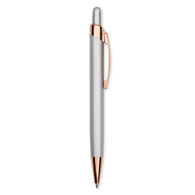 Caneta metal touch emborrachada personalizada