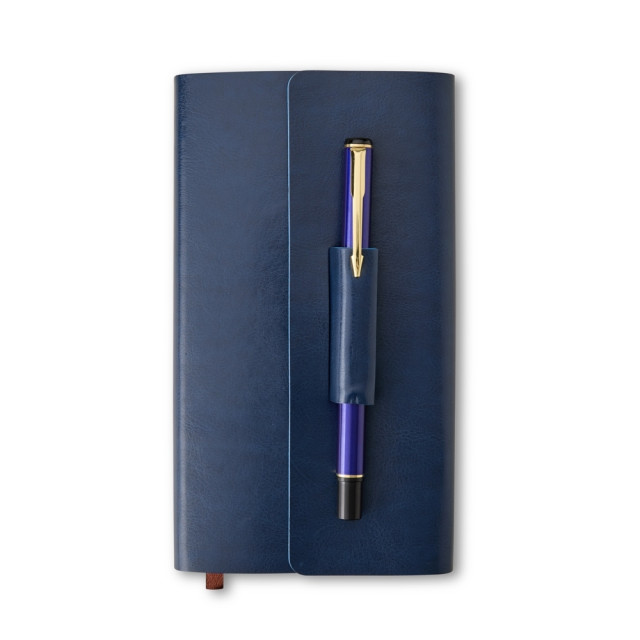 Kit caderneta e caneta couro sintético personalizado