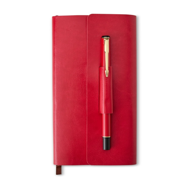 Kit caderneta e caneta couro sintético personalizado