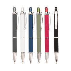 Caneta metal touch emborrachada personalizada