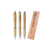Canetas bambu/metal + estojo kraft personalizada