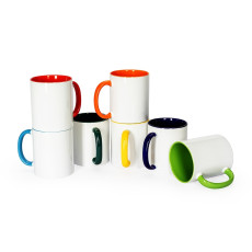 Caneca cerâmica 300ml alça colorida personalizada