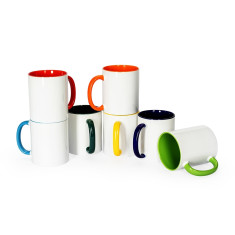 Caneca cerâmica 300ml alça colorida personalizada