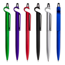Caneta plástica touch suporte celular personalizada