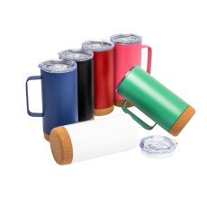 Caneca térmica aço inox/cortiça 500ml personalizada
