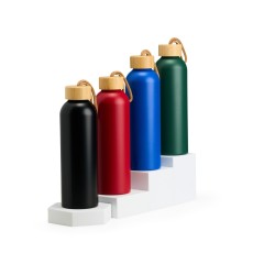 Garrafa alumínio tampa bambu 800ml personalizada